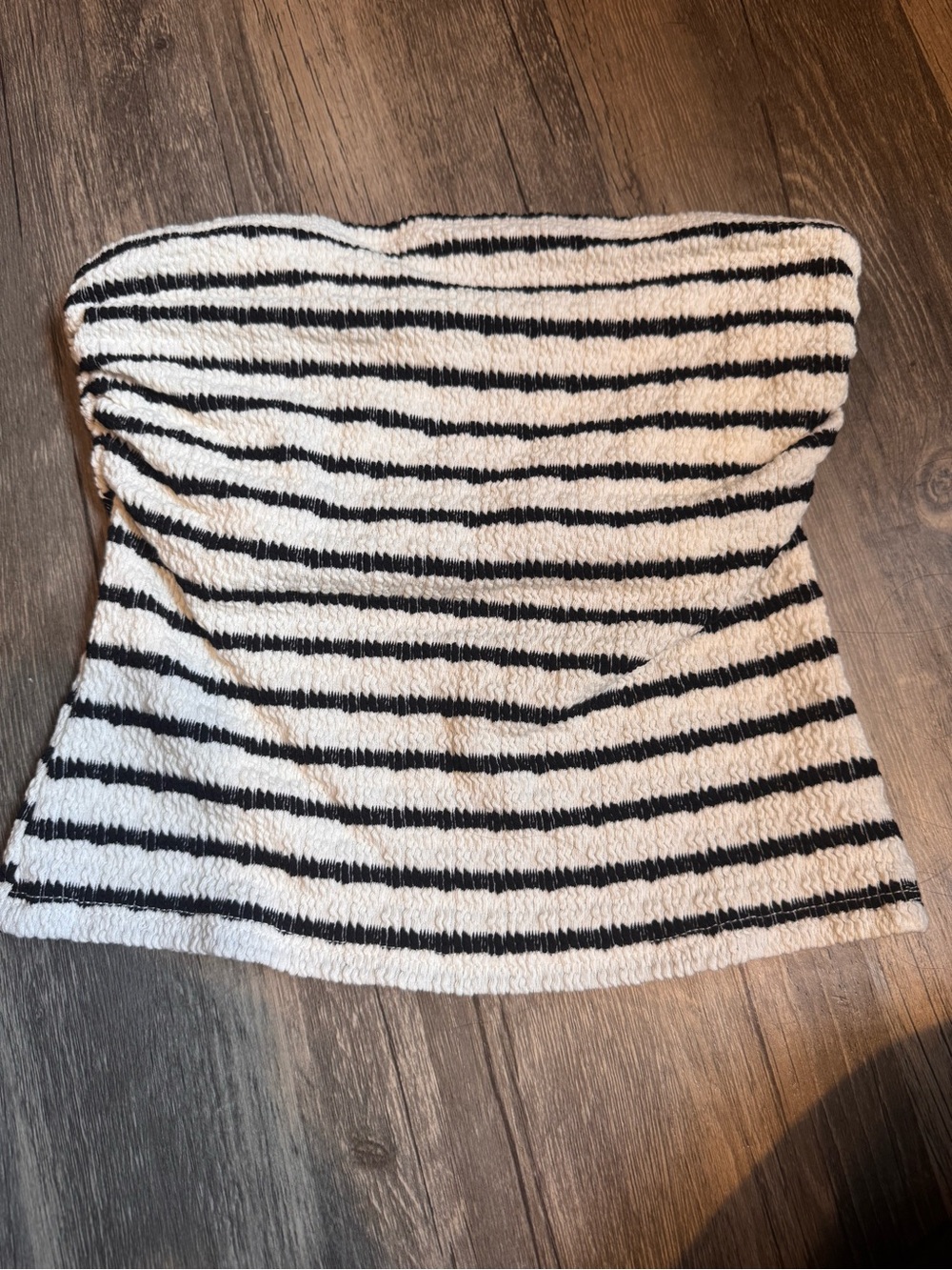 Striped Black & White Tube Crop Top